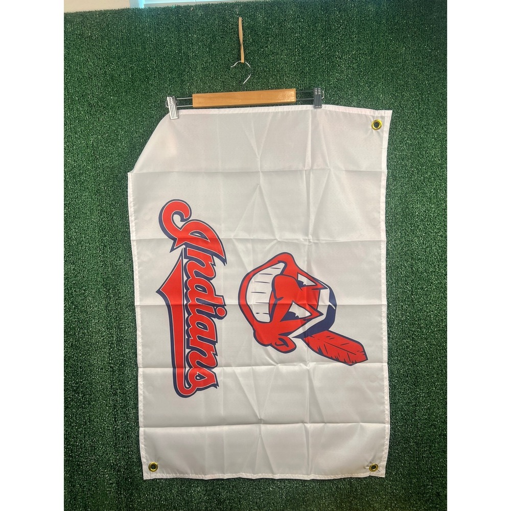 Cleveland Indians MLB Baseball Flag Banner Chief Wahoo Logo White Red Blue 3x2